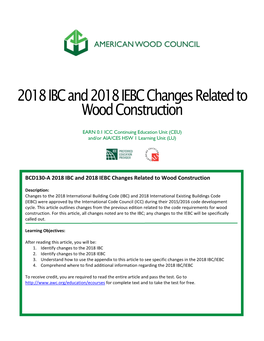 2018 IBC and 2018 IEBC Changes Related to Wood Construction