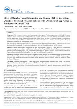 Effect of Oropharyngeal Stimulation and Tongue PNF on Cognition