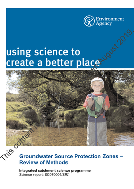 Groundwater Source Protection Zones – This Review of Methods
