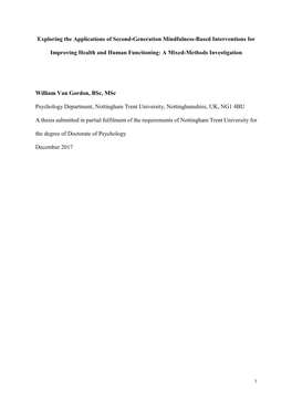 Exploring the Applications of Second-Generation Mindfulness-Based Interventions For