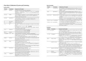 Cheat Sheet of Mathemtical Notation and Terminology Interval Notation