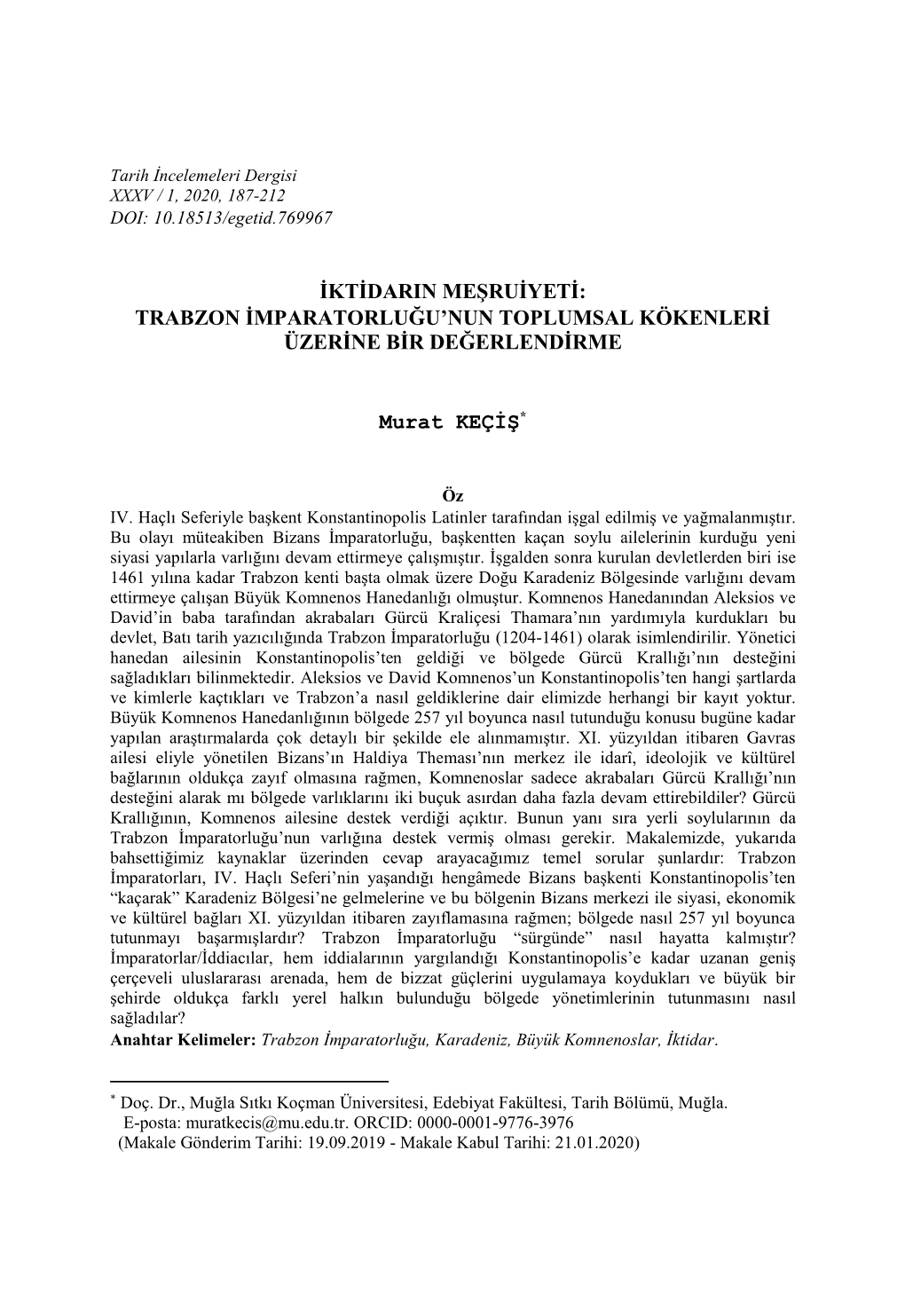 Trabzon Imparatorluğu'nun Toplumsal Kökenleri