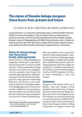 The Status of Danube Beluga Sturgeon (Huso Huso): Past, Present and Future