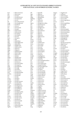 Orchid Name Abbreviations List