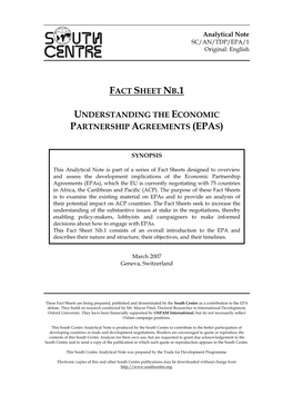 Fact Sheet Nb.1 Understanding the Economic Partnership Agreements