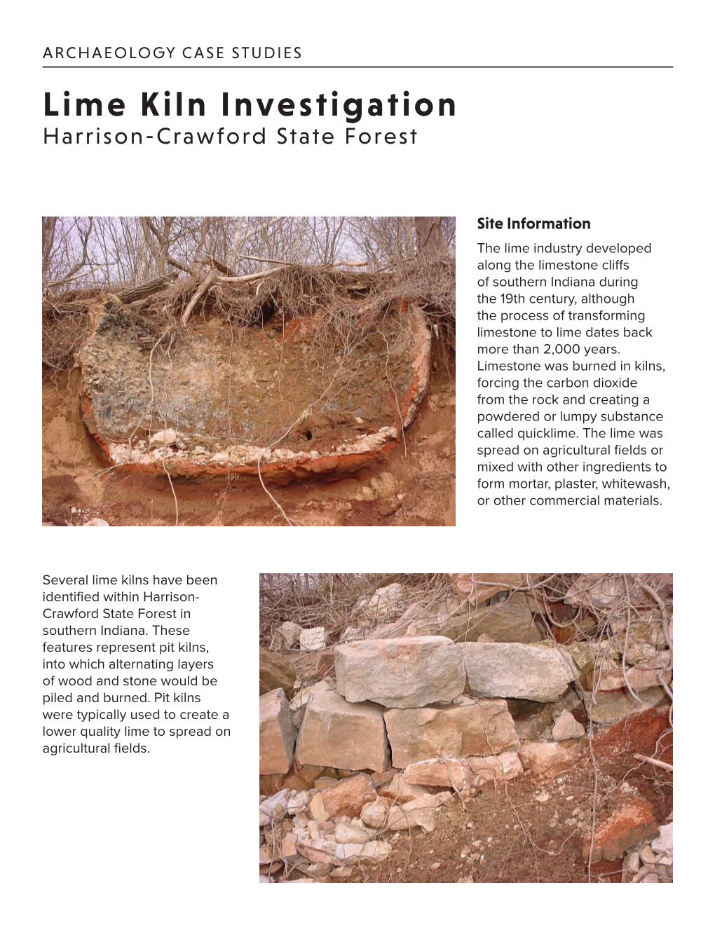 Lime Kiln Investigation Harrison-Crawford State Forest