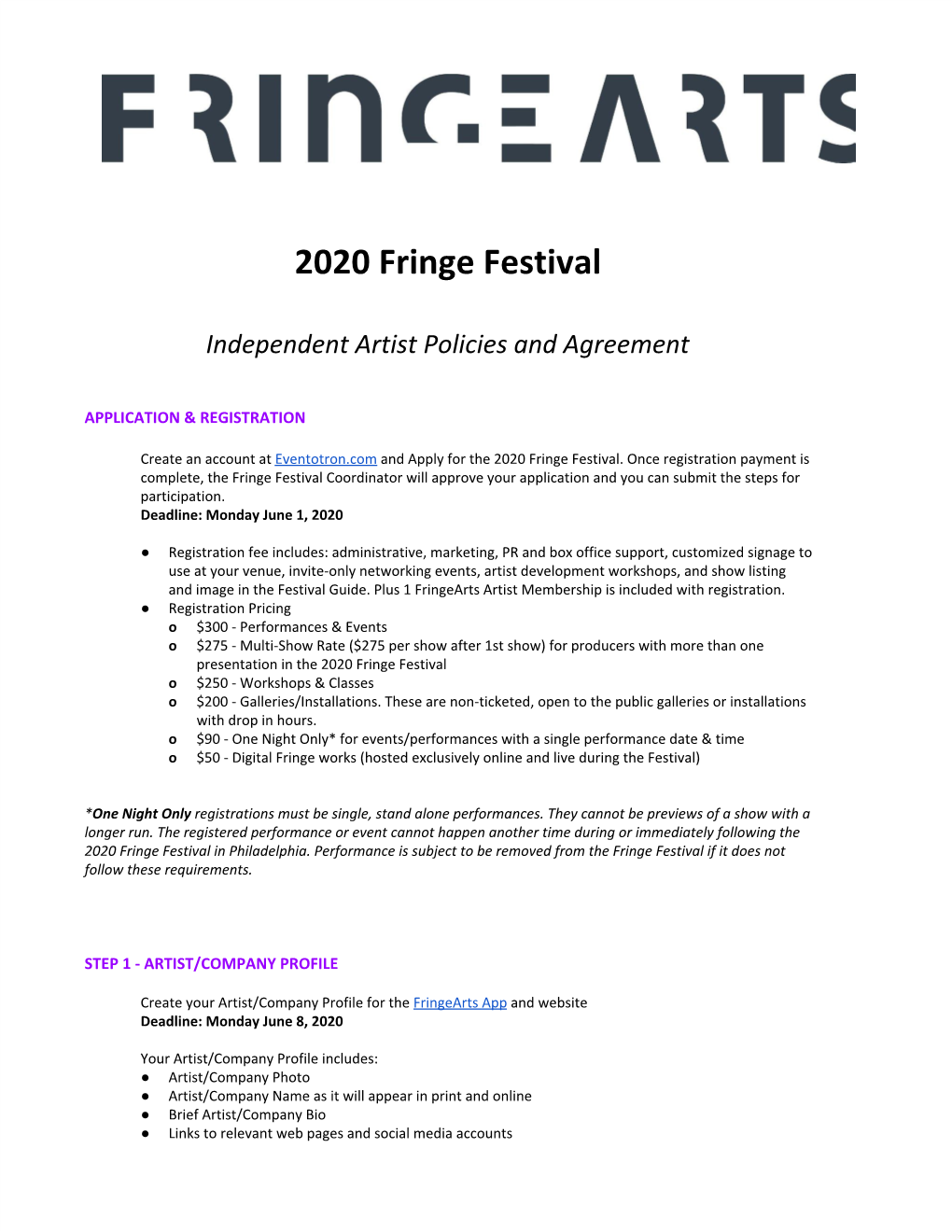 2020 Fringe Festival