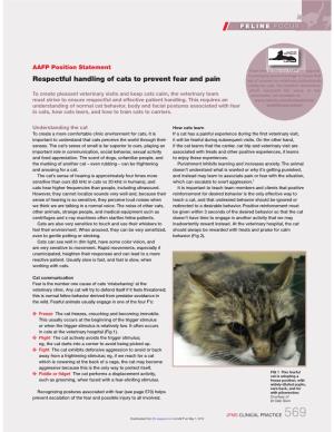 Full Position Statement on Respectful Handling of Cats to Prevent Fear
