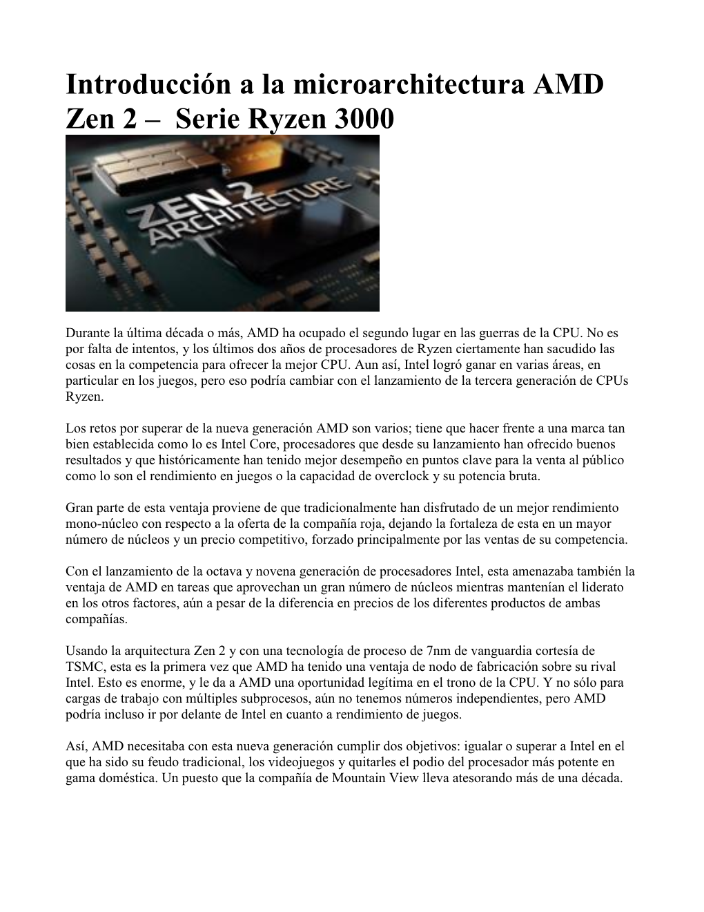 Introducción a La Microarchitectura AMD Zen 2 – Serie Ryzen 3000