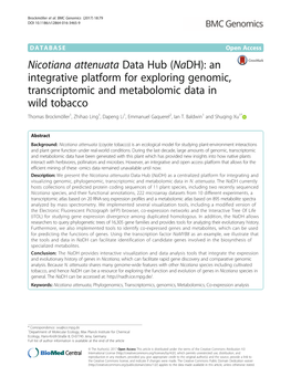 Nicotiana Attenuata Data