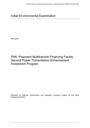 Initial Environmental Examination PAK: Proposed Multitranche Financing