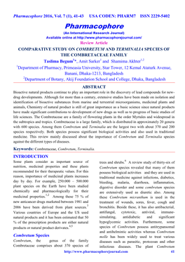 Comparative Study on Combretum and Terminalia