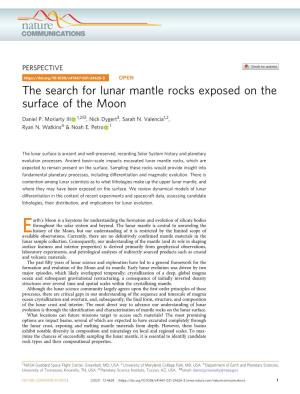 The Search for Lunar Mantle Rocks Exposed on the Surface of the Moon ✉ Daniel P