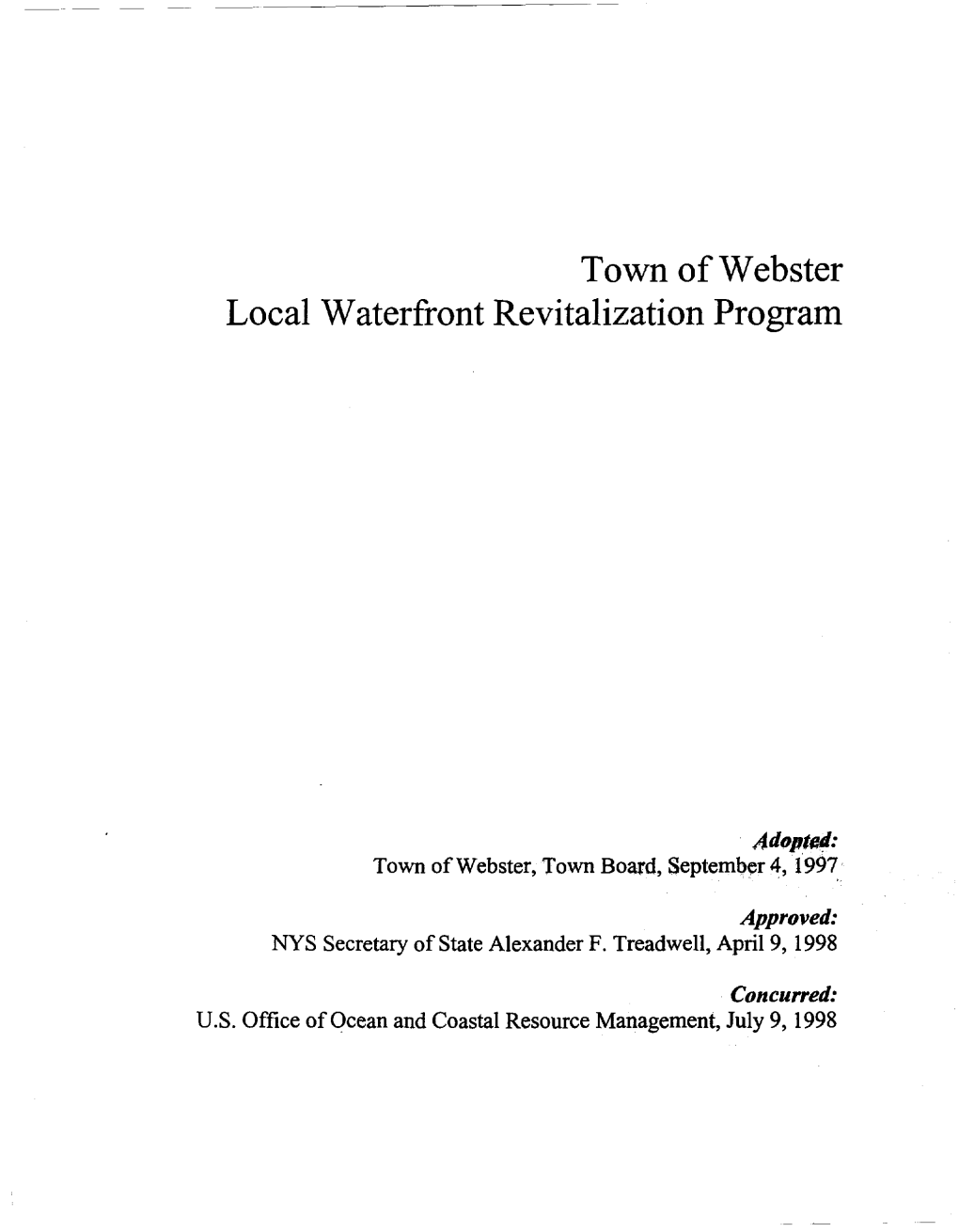Town Ofwebster Local Waterfront Revitalization Program