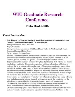 WIU Graduate Research Conference