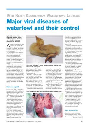 Major Viral Diseases of Waterfowl and Their Control Prof. Dr