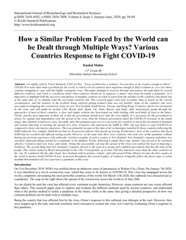 Various Countries Response to Fight COVID-19