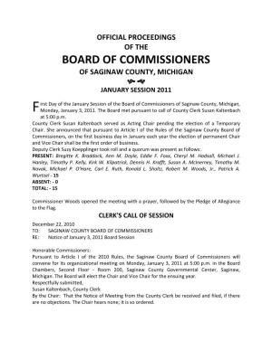 Board of Commissioners of Saginaw County, Michigan   January Session 2011