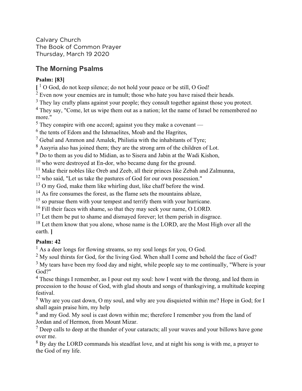 The Morning Psalms