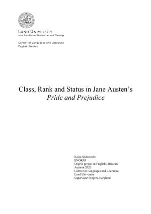 Class, Rank and Status in Jane Austen's Pride and Prejudice