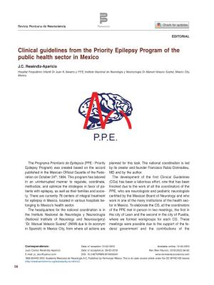 Clinical Guidelines from the Priority Epilepsy Program of the Public Health Sector in Mexico