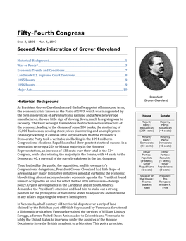 54Th Congress Transpired During a Period of Relative Peace for the United States