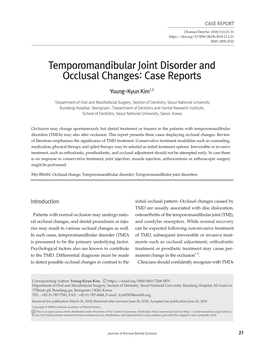 Temporomandibular Joint Disorder and Occlusal Changes: Case Reports
