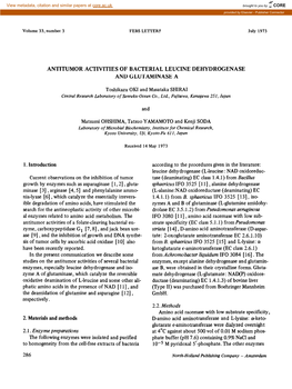 Antitumor Activities of Bacterial Leucine Dehydrogenase and Glutaminase A