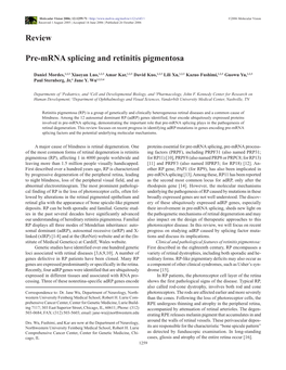 Review Pre-Mrna Splicing and Retinitis Pigmentosa