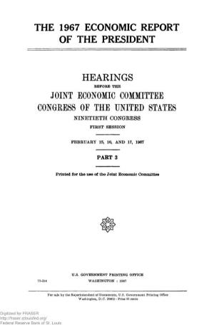 Hearings Before the Joint Economic Committee, Congress of the United