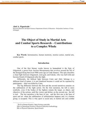The Object of Study in Martial Arts and Combat Sports Research – Contributions to a Complex Whole