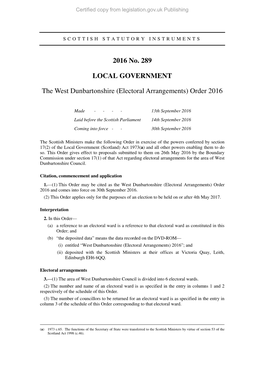 Electoral Arrangements) Order 2016