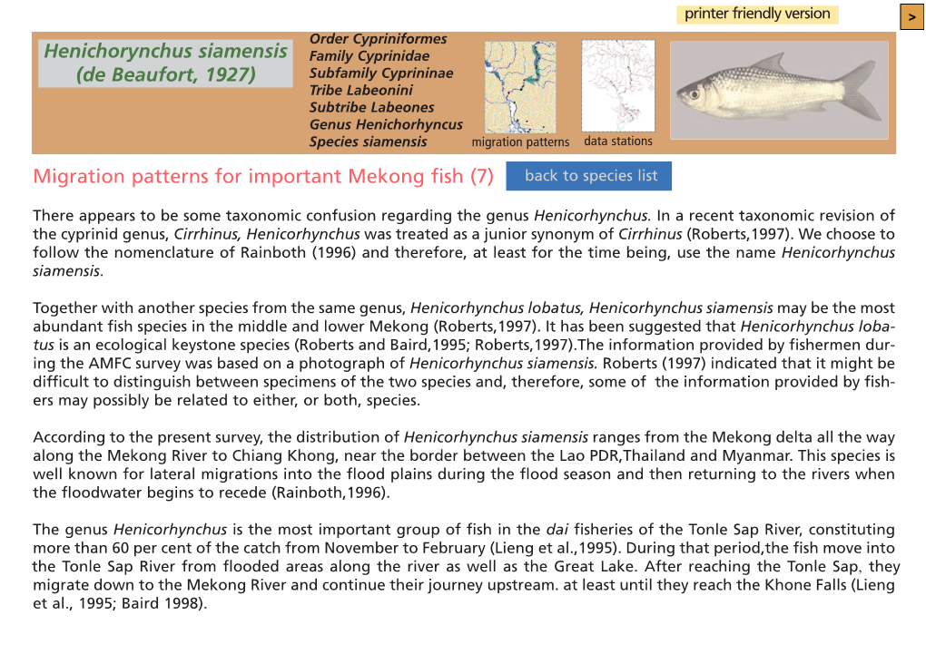 Migration Patterns for Important Mekong Fish (7) Back to Species List