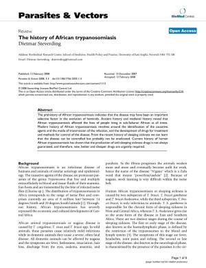 The History of African Trypanosomiasis Dietmar Steverding