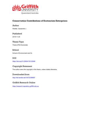 Conservation Contributions of Ecotourism Enterprises