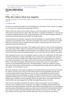 Why the Lakers Own Los Angeles How Magic Johnson, Courtside Seats, Studio Lots, Free Tacos and 'The White Shadow' Built a Sports Empire