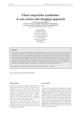 Ulnar Impaction Syndrome: a Case Series and Imaging Approach