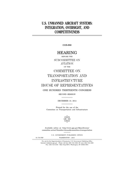 U.S. Unmanned Aircraft Systems: Integration, Oversight, and Competitiveness