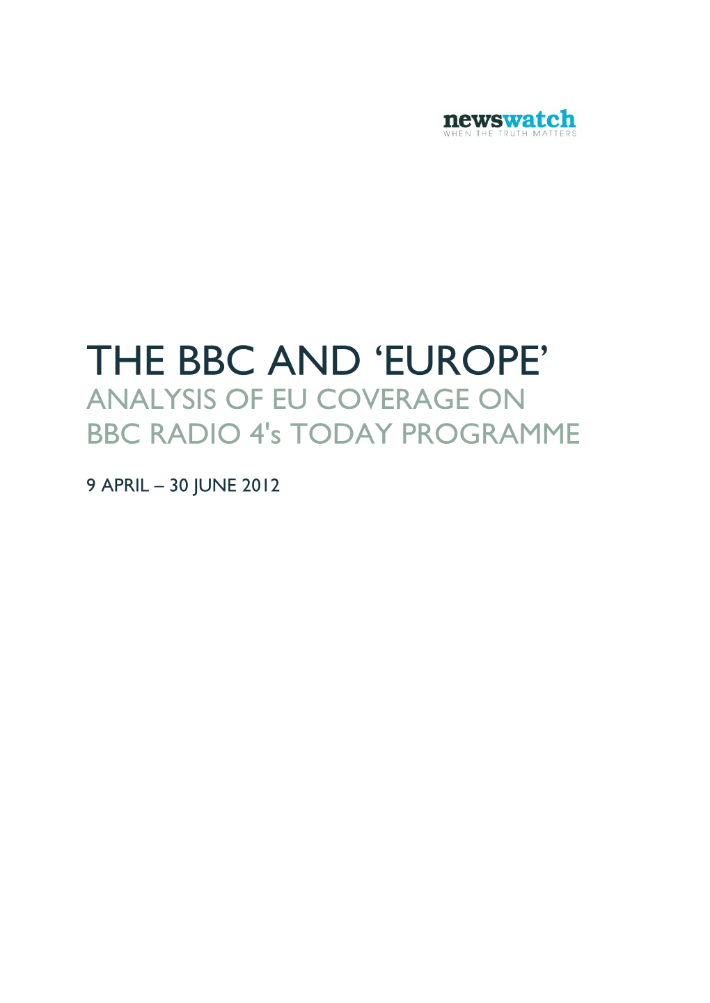 The Bbc and 'Europe'