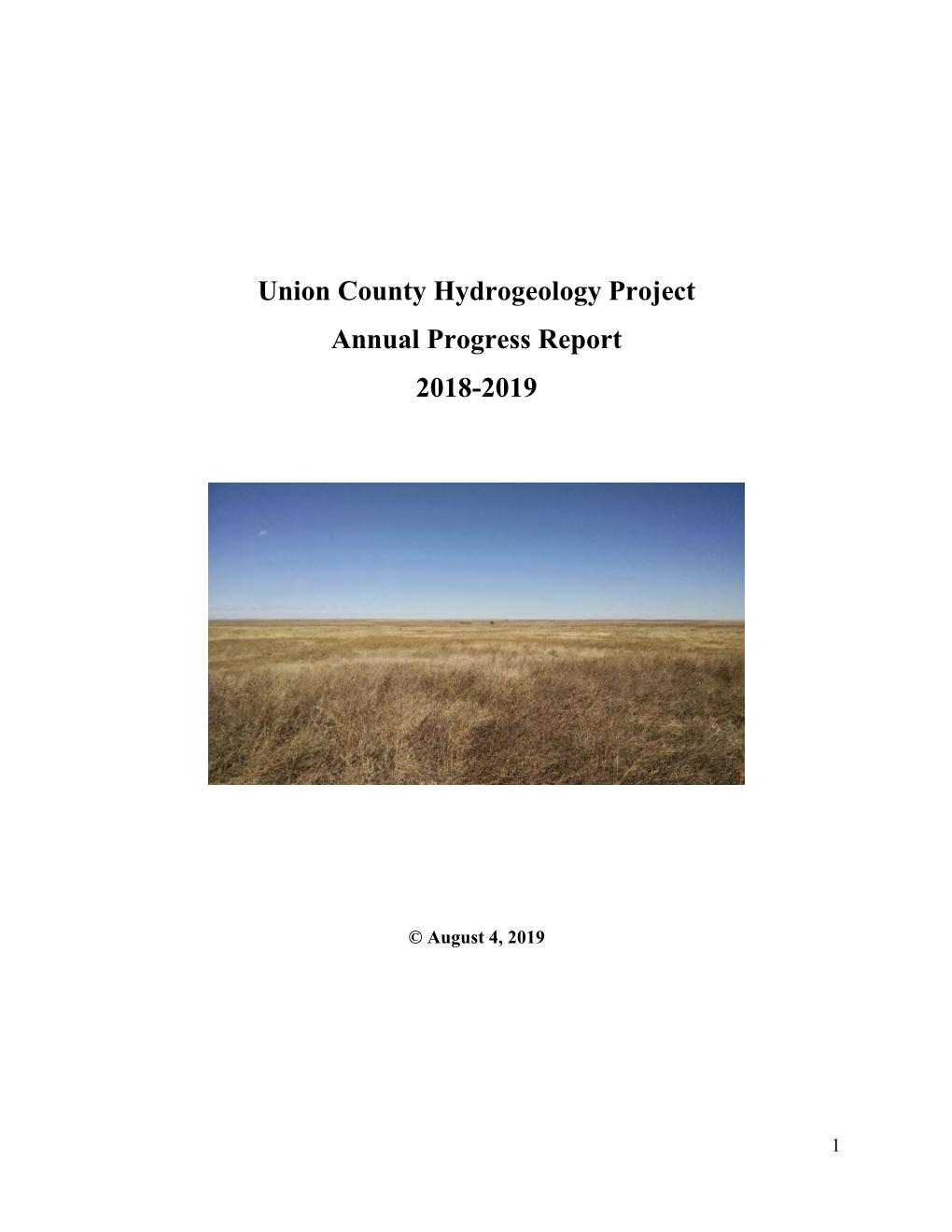 Union County Hydrogeology Project Annual Progress Report 2018