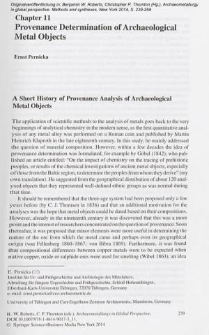 Provenance Determination of Archaeological Metal Objects