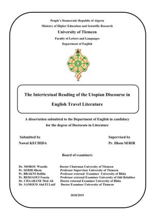 The Intertextual Reading of the Utopian Discourse in English Travel Literature