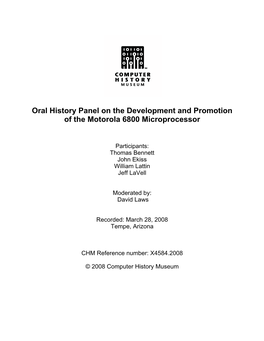 On the Development and Promotion of the Motorola 6800 Microprocessor