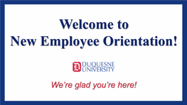 New Employee Orientation!