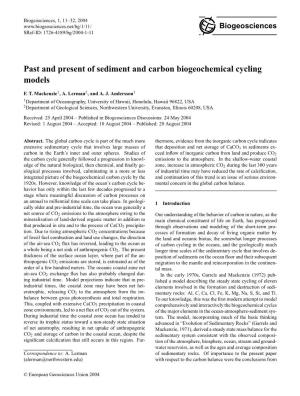 Past and Present of Sediment and Carbon Biogeochemical Cycling Models
