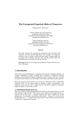 The Unexpected Expected- Risks of Tomorrow