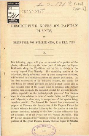 Descriptive Notes on Papuan Plants