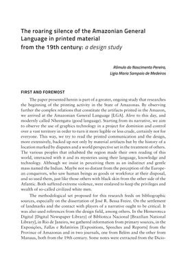 The Roaring Silence of the Amazonian General Language in Printed Material from the 19Th Century: a Design Study