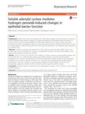 Soluble Adenylyl Cyclase Mediates Hydrogen Peroxide-Induced Changes in Epithelial Barrier Function Pedro Ivonnet1, Hoshang Unwalla2, Matthias Salathe1 and Gregory E