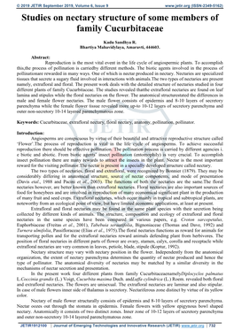 Studies on Nectary Structure of Some Members of Family Cucurbitaceae